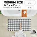 TYUU Waffle Bath Mat, Boho Bathroom Rugs Non Slip Washable Absorbent Checkered Bathroom Mat Quick Dry Farmhouse Bathroom Decor, 48"x24" Black and White