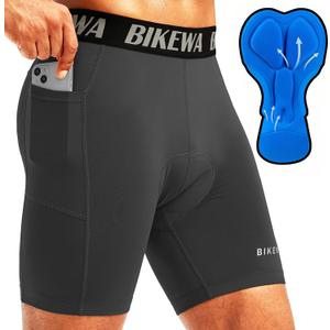 Men's 4D Padded Bike Shorts Cycling Underwear Biking Bicycle Padding Shorts for Men Side Pockets (Large, Dark Grey)