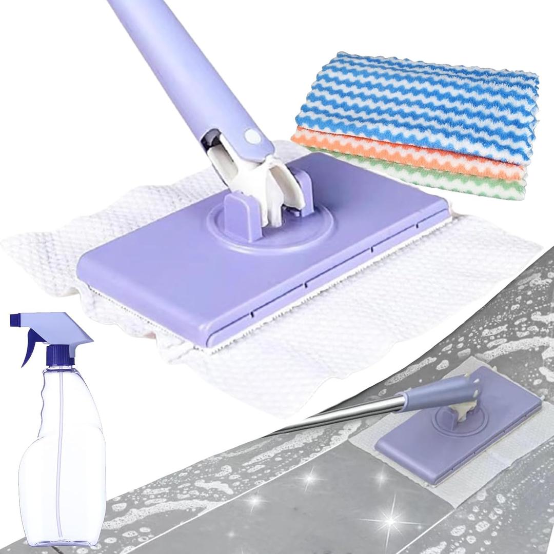 Snap Grip Mini Mop, Zero Touch Mini Mops, No Wash Lazy Mop Automatic Gripping, 360 Rotating Head, Stability Durability (36in+Cloth*6)