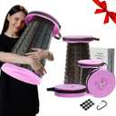 ALEVMOOM Upgraded 19.7" Portable Collapsible Folding Stool Retractable Telescoping Foldable Stool for Adults Heavy Duty Camping Sturdy with Max Load Capacity 1000lbs for Outdoor Fishing Hiking BBQ (Light Purple)