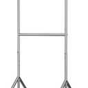 Heavy Duty Rolling Clothes Rack with Double Rods for Hanging Clothes, Adjustable & Extendable Metal Clothing Rack, Garment Rack With Wheels Shelf, Sturdy Freestanding Closet Rack, 100% Stainless Steel (Chrome)