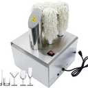 INTSUPERMAI Commercial Glass Polisher Electric Wine Glass Polishing Machine wiht 5 Brushes Electric Automatic Dryer 1200W Wine Glass Polisher Machine for Lobby Lounge Bars Kitchen Restaurants Hotels