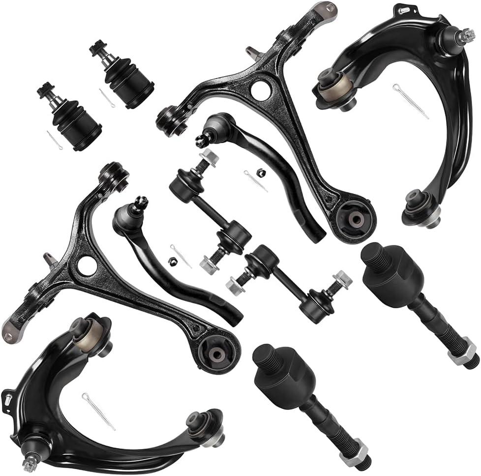 SCITOO 12pcs Suspension Kit 2 Upper Control Arm And Ball Joint 2 Lower Control Arm 4 Tie Rod End 2 Ball Joint 2 Sway Bar fit for Honda for Accord 3.0 L ES80287 K620616 K620617