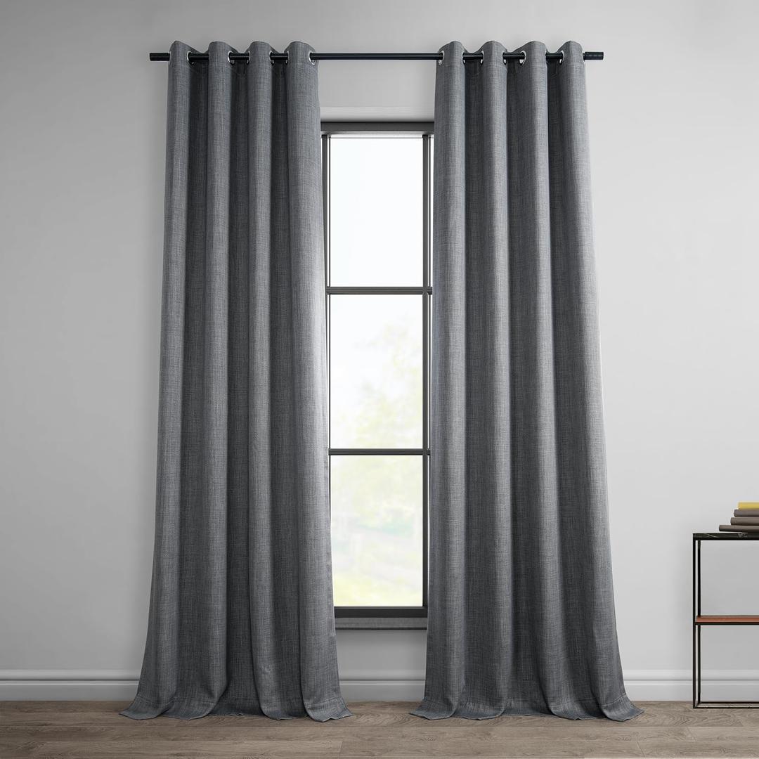 Faux Linen Grommet Room Darkening Curtain (1 Panel)
 40x80 Inch