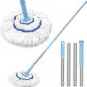 NEWE Self Wringing Twist Mop for Floor Cleaning, Upgraded 18-inch Wide Microfiber Mops, 55 Inches Long Handle Wet Dry Kitchen Easy Squeeze String Mop for Wood, Hardwood, Tile, Marble (Blue)
