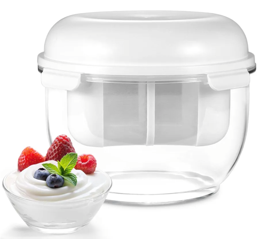 Greek Yogurt Strainer, 2QT Greek Yogurt Maker with Ultra-Fine Mesh Basket, 2025 Upgraded BPA-Free Strainer for Homemade Thick Greek Yogurt, Extra Large Capacity Container White(XL)
