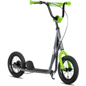 JOYSTAR Kick Scooter for Ages 5-9 Years Old Boys Girls, 12 Inch Big Wheels Scooters for Kids, Teens and Adults, Rear Brake and Adjustable Handlebar, Kids Scooter (Gray)