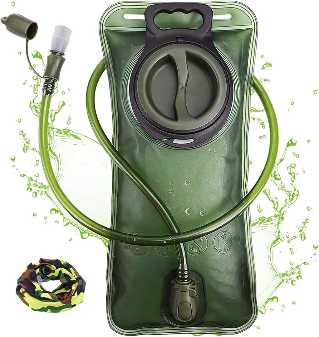 Hydration Bladder, 1.5-2-3L Water Bladder for Hiking Backpack, BPA-Free Leak Proof Water Reservoir Storage Bag, Water Pouch Hydration Pack for Camping Cycling Running, Military Green 