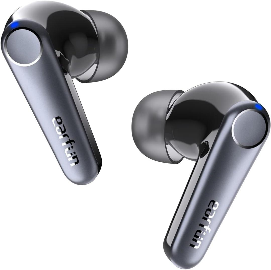 EarFun Air Pro 3 Noise Cancelling Earbuds, Qualcomm aptX Adaptive Sound, 6 Mics CVC 8.0 ENC, Bluetooth 5.3 Earbuds, Multipoint Connection, 45H Playtime, App Customize EQ, Wireless Charging (Black)