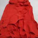 KIRUNDO Women 2025 Summer Fall Satin Mock Neck Wedding Guest Party Cocktail Midi Dress Sleeveless Wrap Ruffle Formal Dresses (Medium, Red)