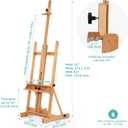 VISWIN Large H-Frame Easel for Painting 53"-91" H, Adjustable Solid Beech Wood Heavy Duty Easel Stand with Storage Tray, Hold Canvas up to 78", Art Easel for Adults, Artists - Natural