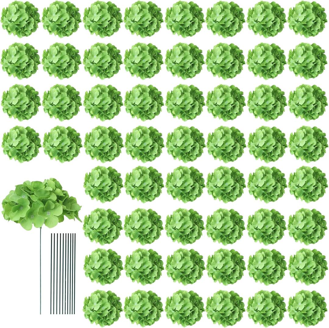 AVIVIHO 65 PCS Green Hydrangea Artificial Flowers Bulk Realistic Fake Hydrangeas Silk Flowers with Stems for Home Weddings,Centerpieces,Party Arch Backdrop Decor DIY Florals Decorations