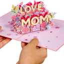 2 x Paper Love 3D Mothers Day Pop Up Card, Love Mom, For Mom, Wife - 5" x 7" Cover - Includes Envelope and Note Tag