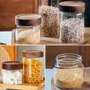 17 Fl oz/500 ml Glass Food Storage Jar, Premium Clear Glass Container Jar with Airtight Screw-on Wooden Lid, Kitchen Canisters for Coffee,Tea,Pasta,Cookies, Nuts,Spice,Candy,Overnight OatmealSmall)
