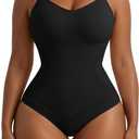 Xcutting Women's Shapewear Bodysuit Seamless Body Shaper Smooths Waist Shaping Everyday Jumpsuit Tummy Control Thong or Brief, S