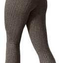 Women's High Waisted Ribbed Knit Flare Pants Stretchy Bell Bottom Trousers Butt Lift Lounge Yoga Large
