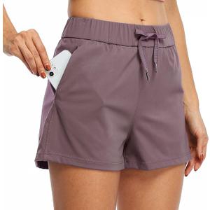 Willit Women's Shorts Hiking Athletic Shorts Yoga Lounge Active Workout Running Shorts Comfy Casual with Pockets 2.5", 2XL, Brown