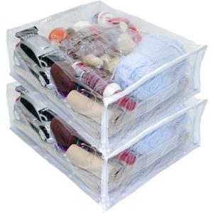 2-Pack Heavy Duty Vinyl Zippered Closet Square Storage Bags (Clear) for Sweaters, Throws, Arts & Crafts, Toys and Much More! (12" x 15" x 5") 3.9 Gallon