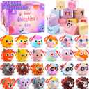 Valentines Day Gifts for Kids, 24 Pack Prefilled Valentines Box with 3D Animal Pop Balls, Valentines Party Favors School Classroom, Valentines for Class, Valentines Exchange Gifts for Boys Girls
