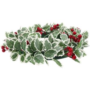 1Pc Simulated Red Berry Floral Wreath Artificial Christmas Decoration Wreath with Edged Leaves for Holiday Home Decor Party Front Door Indoor Outdoor Use