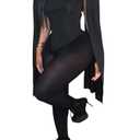 Women's Sexy 2 Piece Outfits Ruched Crowl Neck Cape Sleeve Thong Bodysuit Top Sheer Stockings Club Jumpsuits, Medium