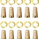Aluan Wine Bottle Lights with Cork, 12 LED 10 Pack Fairy / String Lights Waterproof Battery Operated for Jar Party Wedding Christmas Festival Bar Decoration, Warm White