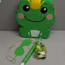 Lewtemi 15'' x 12'' x 3'' Frog Piata Set Frog Birthday Decorations Include Large Piata, Stick, Blindfold and Confetti for Kids Frog Party Decorations Favors Supplies Outdoor Games