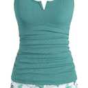 ZAFUL Women's V-Wire Tankini Swimsuits Tummy Control Ruched Top Two Piece Bathing Suits with High Waisted Shorts (XL)