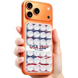 2 x 250th Anniversary USA Gift for Him/Her - Anteel OG Silicone Suction Cup Phone Adhesive Mount - Hands-Free Sticky Phone Holder - Strong Suction Grip for Selfies and Videos - 2.4" x 3.8"