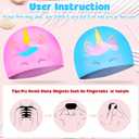 2 pcs Kids Swim Cap Silicone Swimming Cap for Boys Girls (Age 3-12) Cover Ears Waterproof Bathing Cap Keep Hair Dry Swimming Hat for Hair