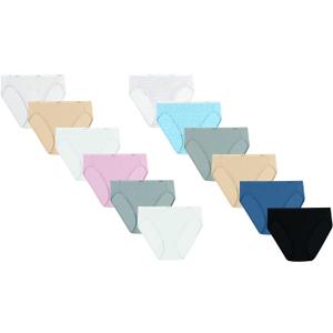 Hanes Women's High Cut Moisture Wicking Cotton Underwear Pack Of 12 (7)