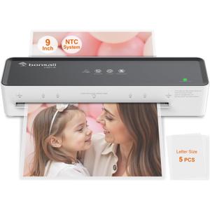 Bonsaii Laminator Machine with 5 Laminating Sheets, 9 Inch Thermal Laminating Machine for Doc/Posters/Photos, Compact Laminator for Home Office School, L421-Grey