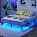 Awesofurni Full Size Bed Frame with Smart LED Lights, 7 Inch Basics Metal Bed Frame, Heavy Duty 9-Leg Base for Box Spring and Mattress, Noise-Free, Easy Assembly, Black