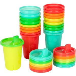 The First Years Take & Toss Spill Proof Sippy Cups - Rainbow Party Pack - Reusable Toddler Cups - Kids Cups and Snap On Lids for Ages 9 Months and Up - 20 Count, 10 Ounces