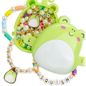Original Squishmallows Wendy The Frog Bracelet Kit, Makes 3 Accessories, Fun Beads and Charms, Bonus Keychain, Friendship Jewelry Making Set, Gifts for Girls, Craft Kits, Arts and Crafts for Kids