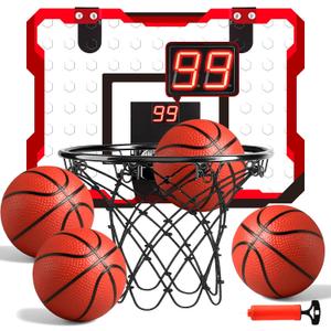 LovesTown Indoor Basketball Hoop for Kids, Door Basketball Hoop with Electronic Scoreboard LED Lighting Birthday Toys Gifts for Boys Girls