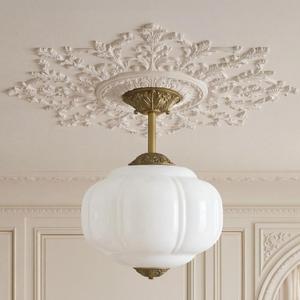 AUTELO 1-Light Milk Glass Semi Flush Mount Ceiling Light Fixture, 15 Inch | Antique Brass Vintage Ceiling Light, Schoolhouse Bedroom Ceiling Light for Kitchen Island Hallway Living Room Entryway