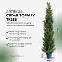 5 Feet Outdoor Artificial Topiary Cedar Tree, Set of 2 UV Resistant Potted Faux Cedar Trees for Outdoors and Indoors, Decorative Fake Shrubs Topiary Trees for Home Living Room Front Door Decor