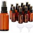 12Pack 1oz Amber Glass Pump Bottles, 30ml with Black Pump, Empty Refillable Travel Small Container For Lotion Cream Essentil Oil Shampoo (1oz)