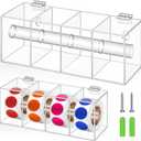 DoubleFill Day of The Week Sticker Dispenser 2.17" Square Acrylic Sticker Roll Holder Covered Label Dispenser Wall Mount 4 Slot Holder for Office Desktop Stickes, Clear, Short Single Layer(No Label)