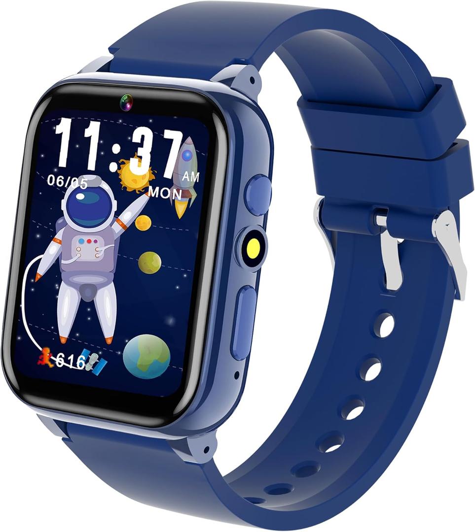 Smart Watch for Kids with 26 Puzzle Games, Kids Smart Watch Boys Girls with Learning Card, Audio Story Player, Camera, Music & Video | Multifunctional Touch Screen Watches Gift Toys for Ages 3-12 (Blue)