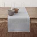 Solino Home Linen Soft Grey Table Runner 72 Inches Long - 100% Pure Linen Hemstitch Table Runner 14 x 72 Inch for Dresser, Dining, Spring, Summer - Classic Hemstitch