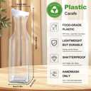 Set of 8 Plastic Carafe with Lid, 1 Liter Carafes for Mimosa BarLarge Square Base Juice Containers, Water Bottle, Milk Container, Clear Beverage Containers for Fridge