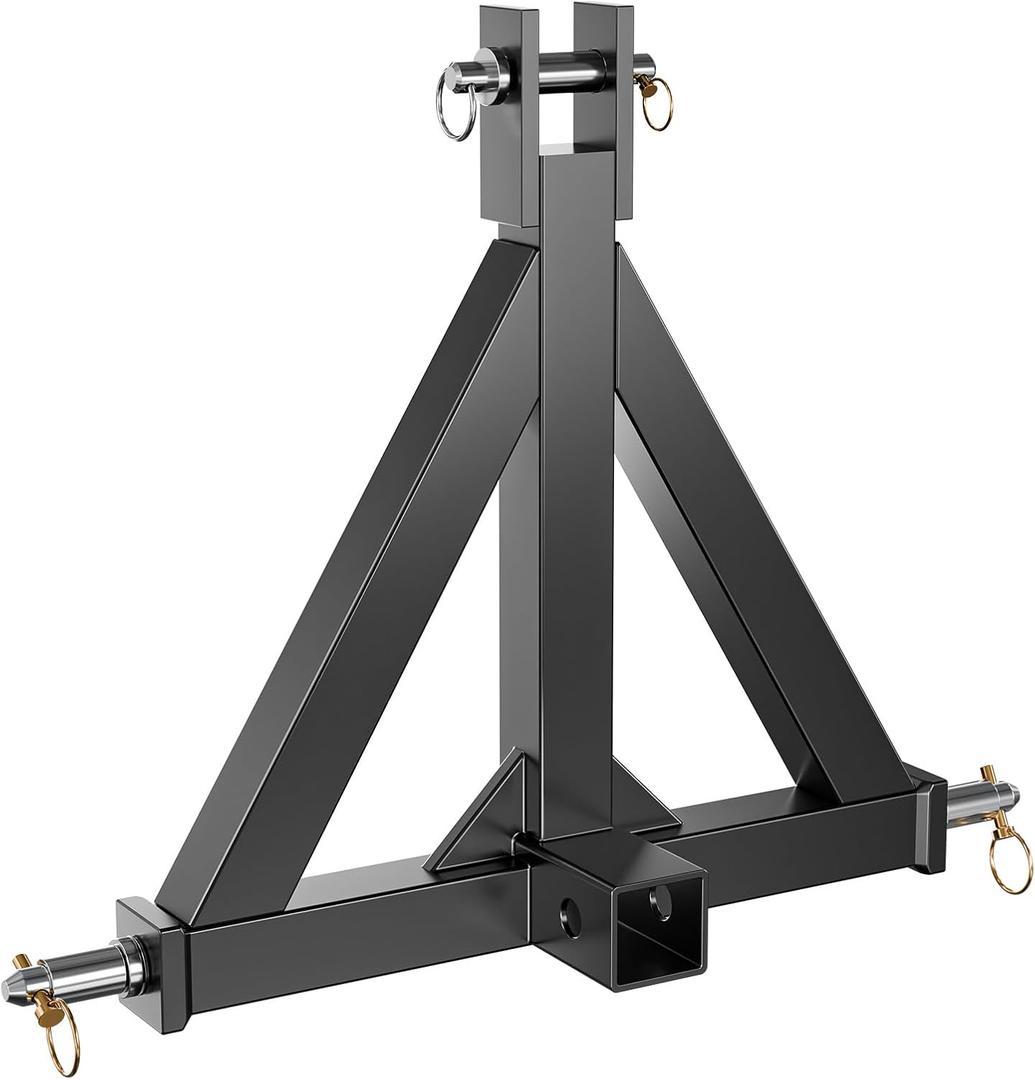 Tow Hitch 2 Inch, 3 Point Trailer Hitch for Category 1, 3 Pt Tractor Heavy Duty Quick Hitch Drawbar Adapter for John Deere, Kubota, Kioti, Yanmar, Cat, NorTrac, BX, LM25H, WLM Tractor, Black