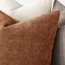 MIULEE Textured Pillow Covers 26x26 Inch Pack of 2,Pecan Brown Soft Thick Euro Solid Decorative Chenille Throw Pillows Neutral Farmhouse Cushion Covers Modern Home Decor for Bed Couch Living Room