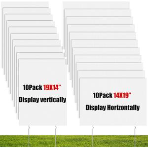 Wesiti Pack of 20 Blank Yard Signs with Stakes Plastic Yard Lawn Sign Double Sided Corrugated Plastic Garage Sale Signs with Stakes for Rent Sign for Party Lawn Yard (White, 19 x 14 Inch) Wesiti Pack of 20 Blank Yard Signs with Stakes Plastic Yard Lawn Sign Double Sided Corrugated Plastic Garage Sale Signs with Stakes for Rent Sign for Party Lawn Yard (White, 19 x 14 Inch)