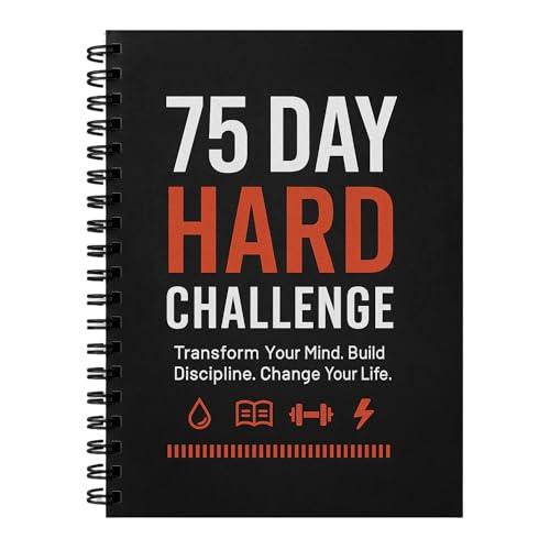 75 Day Hard Challenge Journal for Men or Women with PVC Cover – 75 Hard Challenge Book with Daily, Weekly, Monthly Planner & Wellness Trackers – 75 Challenge Planner Tracker for Fitness, Habits & Self-Care