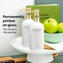 Vine Creations White Glass Soap Dispenser Set, Dish Soap and Hand Soap Dispenser Set with Stainless Steel Pump, 16 oz Glass Dispensers for Kitchen or Bathroom Decor (Matte White Bottle/Brushed Brass)