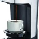 BELLA One Scoop One Cup Coffee Maker, Single Serve Brewer with Adjustable Drip Tray and Permanent Filter, Dishwasher Safe, Stainless Steel and Black