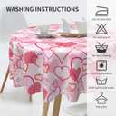 5 x Valentines Day Tablecloth Round 60 Inch,Pink Heart Table Cloth Water Resistant Washable Polyester Valentine's Day Table Cover for Kitchen Dining Table Party Decorations
